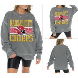 Gameday Couture Kansas City Chiefs Grey Vintage Wash Oversized Sweater M NFL‎